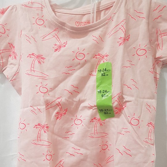 PRIMARK T-SHIRT BEACH THEME LOGO BABY GIRLS SIZES 0-3MOS 18-24MOS - Picture 2 of 4